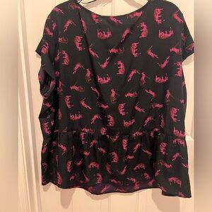 🐆 Simply Be Black Peplum Top with Pink Leopards